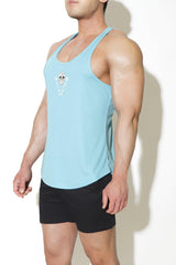 Quick-Dry Tank Top - Aqua w/ Skull Design - JJ Malibu 