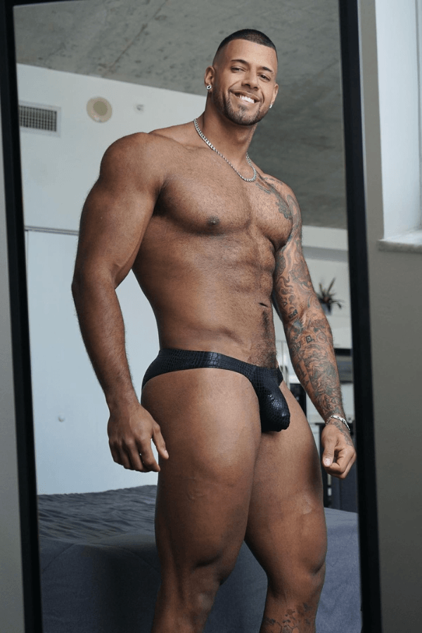 Nocturnal Vegan Leather Brief with Bulge Pouch - Crocodile Pattern - JJ Malibu 